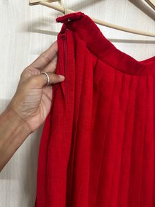 Red Pleated Skirt