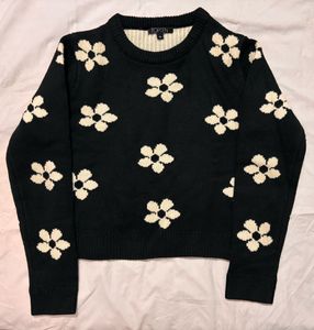 black daisy knit sweater