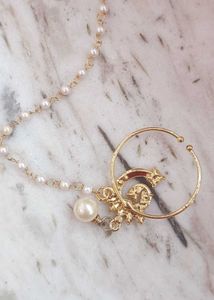 Elegant Kundan Nath with Pearl Dangle