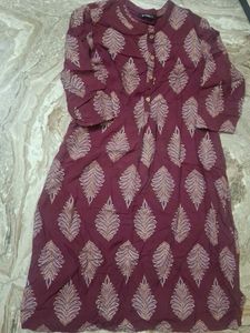 Maroon Printed Kurta