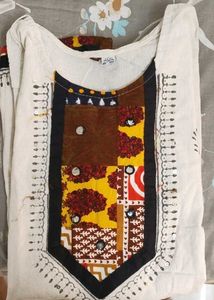 White Printed Cotton Kurta