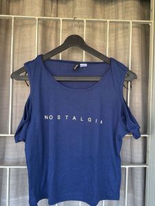 Blue Cold Shoulder "Nostalgia" Top