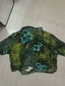 Green Floral Print Blouse