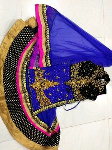 Embroidered Blue Lehenga Choli with Dupatta