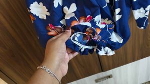 Navy Blue Floral long flared skirt