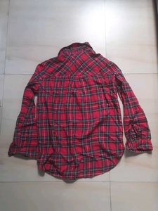 Red Plaid Button-Up Shirt