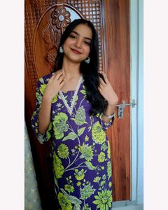 ☆NEW☆Pure cotton Vibrant Purple Floral Kurta💗✨