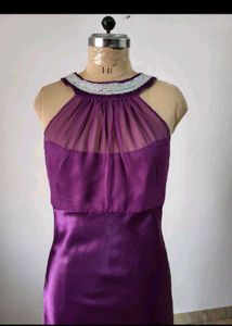 Elegant Purple Halter Neck Ethnic Gown