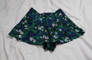 Korean Floral High-Waisted Structured Shorts