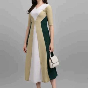 Elegant Color Block Midi Dress