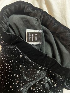 Sparkly Black Velvet Crop Top&amp; Skirt set