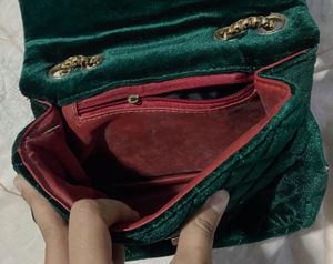 Emerald Green Velvet Shoulder Bag