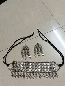 Oxidised Silver Mirror Choker