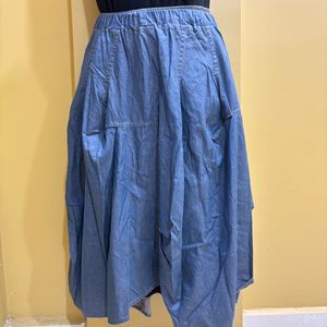 Denim Midi Skirt with Pockets