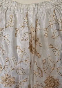 Embroidered Silk Palazzo Pants