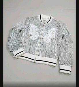 White Floral Bomber Jacket