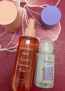 Aqualogica body mist and Yardley  roll on