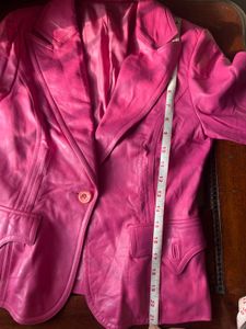Y2K rose / hot pink leather blazer / jacket