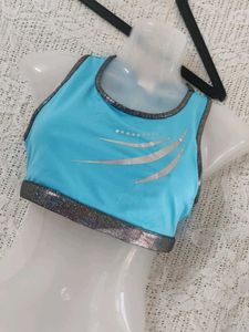 DANSKIN Sparkly Trim Blue Sports Bra