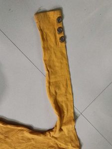 Yellow Ribbed Long Sleeve Top