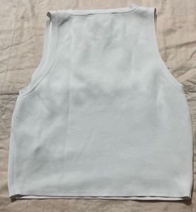 Zara Chic White Ribbed Knit Crop Top