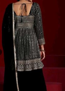 Elegant Black Embroidered sharara set