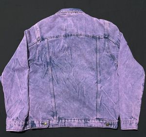 Purple Denim Jacket with Flap Pockets