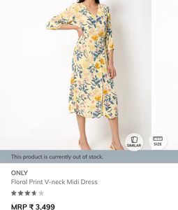 ONLY Floral Print V-neck Midi Dress
