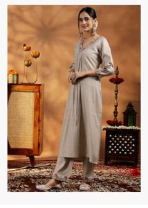 Elegant Kurta Set with Floral Dupatta