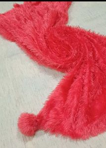 Cozy Faux Fur Scarf with Pom Poms