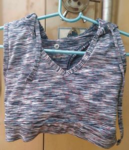 Sleeveless Cropped Hoodie Top