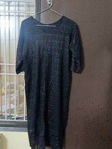 Elegant Black Textured Kurta