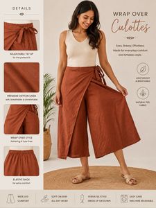 Elegant Wrap Over Culottes - Rust
