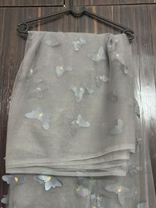 Grey Butterfly Net Saree