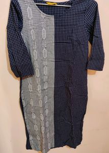 Aurelia - Navy Blue & Grey Kurti (S)
