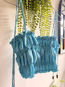 Chic Blue Smocked Tube Top
