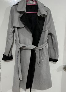 Stylish Grey Suede Trench Coat