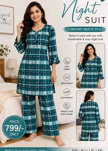 Cozy Plaid Print Night Suit Set