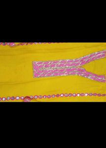 Vibrant Yellow Kurta Set with Mirror Work