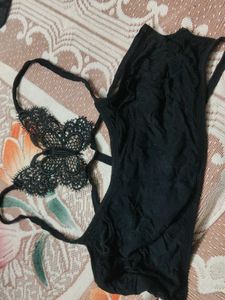 Black Lace Trim Bodysuit