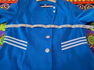 Vibrant Blue Cropped Jacket with Gold Buttons