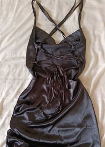 Sexy Cowl Neck Satin Dress