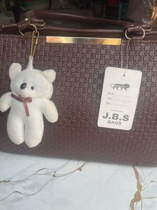 Stylish Brown Handbag with Bear Charm
