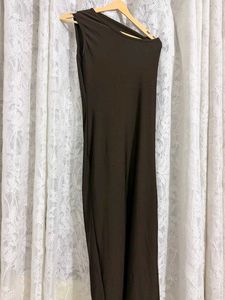 Chic Brown One-Shoulder Ruched Dress