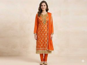 Elegant Orange Kurta Set with Dupatta