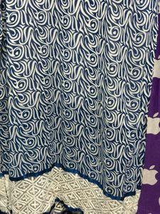 Mix white and Blue cotton kurta set
