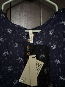 Navy Blue Printed short Kurta