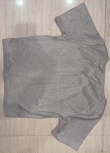 Sparkly Short Sleeve Button-Up Top