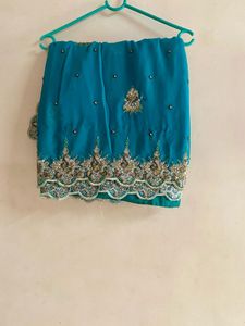 Stunning Blue Embroidered Saree
