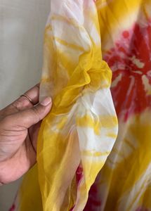 Yellow Floral Print Kurta with dupatta